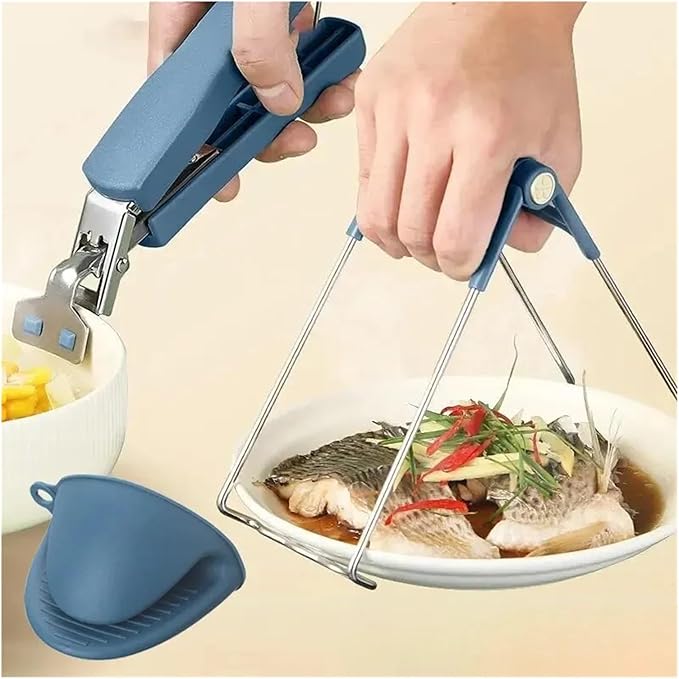 3 in 1 Anti-Scald Kitchen Tool Set, Non-Slip Bowl Gripper Plate Lifter Resistant Mitt for Cooking Steaming Serving, Kitchen Gadget(Glove)