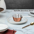 Macevia Mini Sauce Pan,Copper Stainless Steel Butter Warmer Small Pot with Handle, Multipurpose Use for Home Kitchen or Restaurant (5oz/150ml)