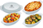 Heartland Home Porcelain Mini Casserole Dish Oval Au Gratin Dish (4pc Set). Cauliflower Baking Dish, Banana Split Bowls, Single Serving Dishes, Small Individual Gratin Dishes Set