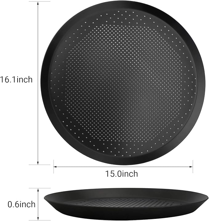 Beasea Pizza Pan 16 Inch, Perforated Pizza Tray with Holes for Oven, Black Heavy Duty Aluminum Alloy Round Pizza Crisper Pan Pizza Baking Tray Bakeware for Home Restaurant Kitchen
