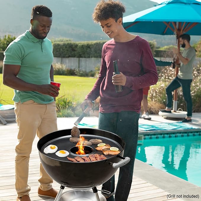 Stanbroil Round Griddle Insert for Weber 22" Kettle Charcoal Grill, Nonstick Coating Flat Top Griddle Plate, 22 Inch Kettle Grill Accesories, Black