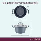 Anolon Advanced Home Hard-Anodized Nonstick Tapered Sauce Pan/Saucepot, 4.5-Quart (Moonstone)