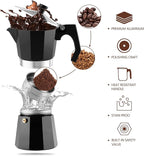 wedrink 3 Cup Stovetop Espresso Maker Aluminium Moka Pot Percolator (150ml)