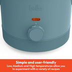 bella 1.5 Qt Slow Cooker with 3 Heat Manual Control, Ceramic Nonstick Coating, Dishwasher Safe Stoneware Pot and Tempered Glass Lid, Tangle Free Cord Wrap & Cool Touch Handles, Surf