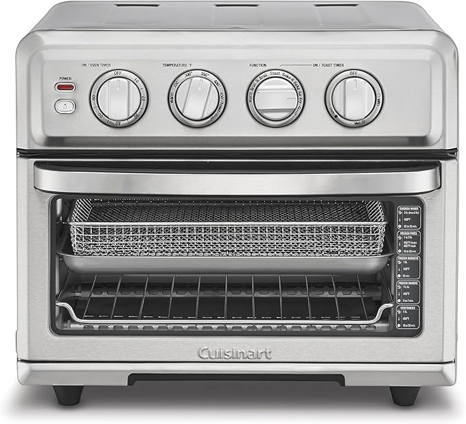Cuisinart Air Fryer Toaster Oven, 1800W, 8-in-1 with Air Fry, Convection, Broil & Warm, 0.6 Cubic Feet, 60-Minute Timer, TOA-70NAS, Stainless Steel