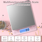 Digital Food Scale for Food Ounces and Grams，YONCON 3000g/0.1gram Accuracy Multifunctional Kitchen Scale for Cooking, Baking | Small Size for Easy Storage | Tare Function, Pink