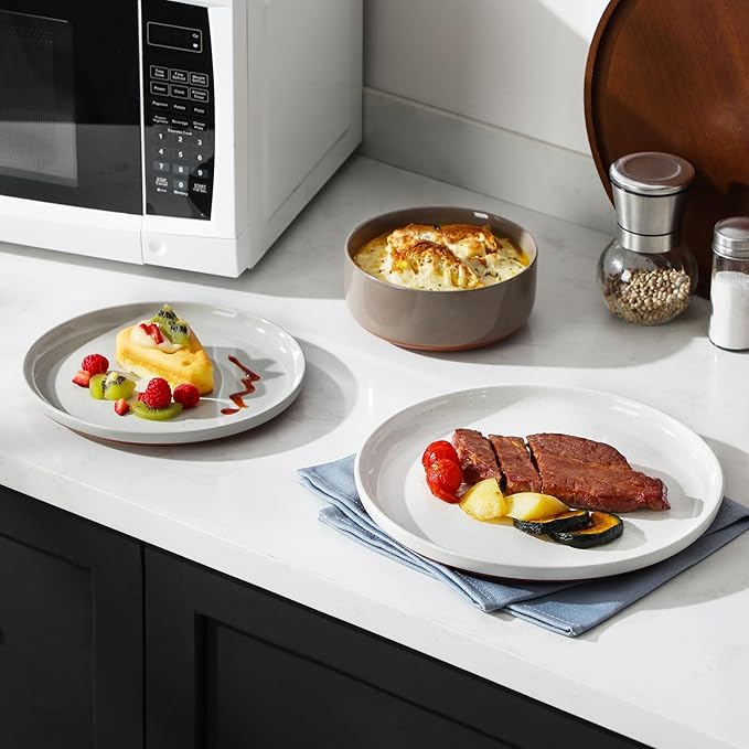 MALACASA Plates and Bowls Sets, 12 Pieces Modern Stoneware Dinnerware Set for 4 Kitchen Dinner Set Ceramic Dishware Dishes Set Microwave and Dishwasher Safe, Multicolor, Series TARA