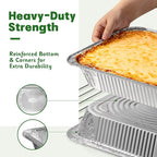 9x13 Aluminum Pans with Lids [25 Pack], Extra Heavy Duty Half Size Disposable Foil Pans, Deep Baking Pans for Cooking, Roasting, Heating, and Steam Tables