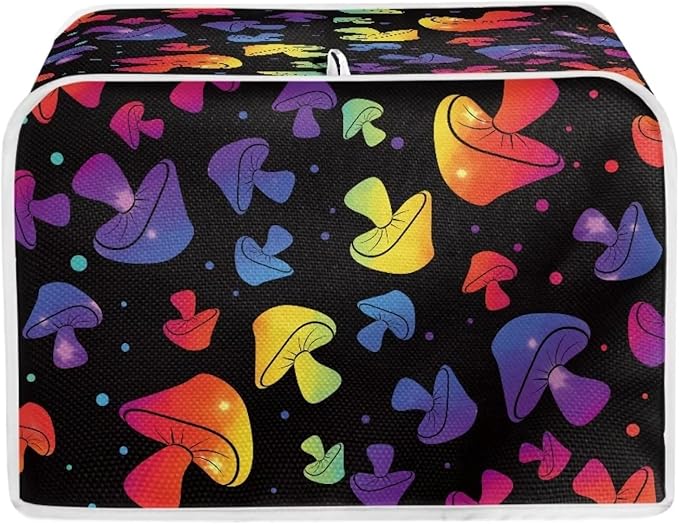 JEOCODY Colorful Mushroom Toaster Fabric Quilted 2 Slice Toaster Appliance Dust-proof Cover for Kitchen Small Appliance Dust Cover and Fingerprint Protection