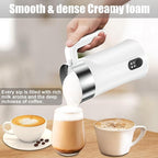 Milk Frother, 4-in-1 Milk Frother and Steamer, 10.1oz/300ml Automatic Hot and Cold Foam Maker and Milk Warmer, Electric Milk Frother for Coffee, Latte, Cappuccino, Matcha(White)