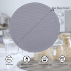 To encounter Silicone Microwave Mat - Round 12" x 12" - Set of 4 Heat Resistant Multifunctional Mat, Splatter Guard, Trivet, Hot Pad, Pot Holder