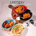 LEETOYI Porcelain Small Oval Au Gratin Pans,Set of 4 Baking Dish Set for 1 or 2 person servings, Bakeware with Double Handle for Kitchen and Home, Turquoise
