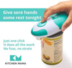 Kitchen Mama Auto Electric Can Opener: Open Your Cans with A Simple Press of Button - Automatic, Hands Free, Smooth Edge, Food-Safe, Battery Operated, YES YOU CAN (Teal)