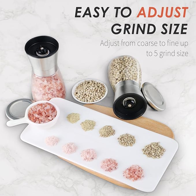 Ebaco Original Stainless Steel Salt or Pepper Grinder - Top Spice Mill with Ceramic Blades, Brushed Stainless Steel and Adjustable Coarseness By Pepper Grinder （Single Package）