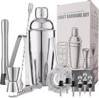 13-Piece Bartender Kit Bar Tool Set – Boston Cocktail Shaker Set with Muddler,Strainer,Jigger,Spoon–Home Bar Accessories and Drink Mixer Gift for Bartesian,Housewarming, Bar Cart Decor