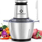 LINKChef Food Processor Small, 10 Cup Food Chopper with Container, 2.3L 600W Electric Meat Grinder for Home Use, Stainless Steel Mini Food Processor for Kitchen, Vegetable, Onion, Garlic, Salad
