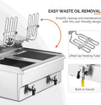 ROVSUN 24.9QT Electric Deep Fryer w/Frying Baskets Timer Drains & Lids, Dual Tank Kitchen Countertop Commercial Frying Machine, Adjustable Temperature, for French Fries Donuts Onion Rings, 3400W 110V