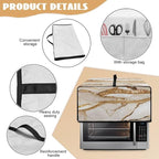 Marble Print Toaster Oven Cover, Heavy-Duty Dust Shield Kitchen Decorative Countertop Oven Protector, Microwave Air Fryer Cover, Light Gold White, (Small-14.5*18.46*9 inches)