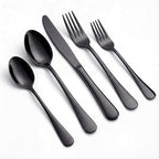 Black Silverware Set, LIANYU 20 Piece Stainless Steel Flatware Cutlery Set for 4, Mirror Finish, Dishwasher Safe