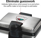Hamilton Beach Belgian Mini Waffle Maker with Shade Control, Makes 2 at Once, Create Personalized Keto Chaffles and Hash Browns, PFAS-Free Non-Stick Plates, Compact Design, Stainless Steel (26009)