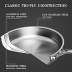 Stainless Steel Cookware Set - VONIKI Tri-ply Stainless Pots And Pans Set with Steamer Basket, Non Toxic Induction Cookware, Kitchen Cookware Sets PFOA & PTFE Free, Dishwasher and Oven Safe