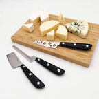Cheese Knife Set, MATTSTONE HILL Cheese Knives - Soft & Semi Hard Cheese Knife, Soft Cheese Slicer, Cheese Cleaver, Premium Stainless Steel, Black Handle