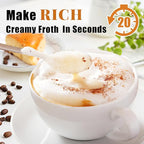 Nahida White Milk Frother Wand for Coffee, Frother Handheld Rechargeable Electric Whisk with 3 Heads 3 Speeds Drink Mixer Coffee Frother Foam Maker For Latte, Cappuccino, Hot Chocolate, Egg