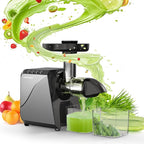 Cold Press Juicer for Celery Carrot Orange- Soft/Hard Fruits Vegetables, 250W Slow Juicer Machines BPA-Free,Reverse Function, Easy to Clean, with Big Cup,Pulp Container,Cleaning Brush