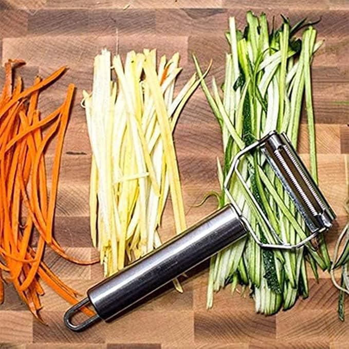 Julienne Peeler, Stainless Steel Vegetable Peeler, Double-Sided Blade Vegetable Julienne Cutter and Fruit Slicer, Dual Blade Multifunction Potato Peeler