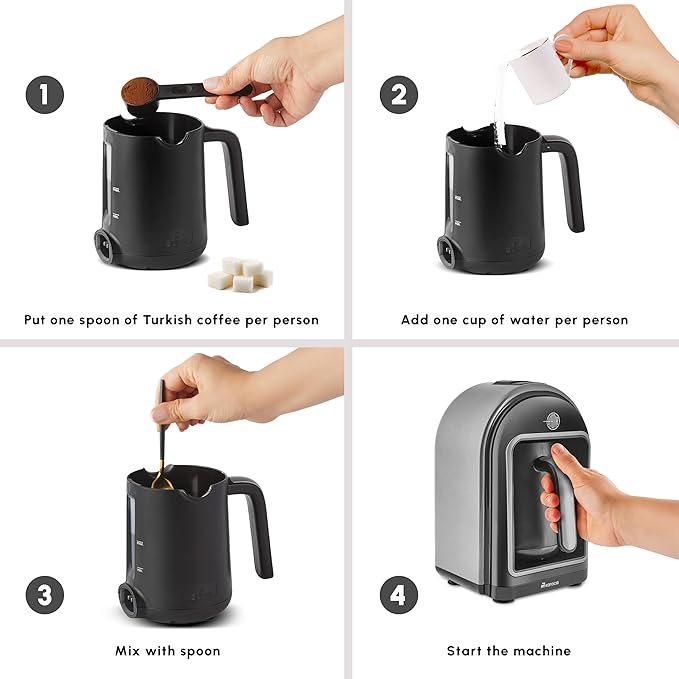 KARACA Hatır Turkish Coffee Maker, 5 Cups Electric Turkish Coffee Machine with Ember Mode, Automatic Temperature Control, Overflow Protection, Audible & Visual Alerts, Galaxy Grey