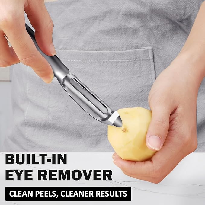 TACGEA Vegetable Peeler for Kitchen, Potato Peelers for Fruit Straight Blade, Durable Non-Slip Handle, Set of 2