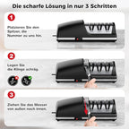 Professional Electric Knife Sharpener, 3-Stage Diamond Abrasive Sharpening System, Replaceable Sharpening Heads, 15° Precision Angle Guide for Kitchen Knives, Quick Blade Repair and Restoration