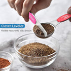 Wildone 14 Piece Stainless Steel measuring spoons Set, Including 8 Double Sided Magnetic, 1 Leveler and 5 Mini, for Dry and Liquid Ingredients, Fits in Spice Jar