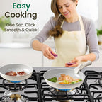 Chef Power Ceramic Nonstick Pots and Pans Set 19 Piece with Detachable Handle, Induction Dishwasher Oven Safe Cookware Set, RV Kitchen Set Removable Handle, Granite Grey and White