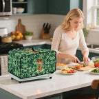 Highland Cow Four Leaf Clover Print Toaster Oven Cover Microwave Cover for Kitchen Countertop Appliance Dust Protector Decorative Oven Accessories for St. Patrick's Day Decor, Green, S