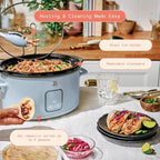 Beautiful 4-Quart Programmable Slow Cooker with Touch-Activated Display, Digital Timer, Keep-Warm Function & Removable Non-Stick Pot