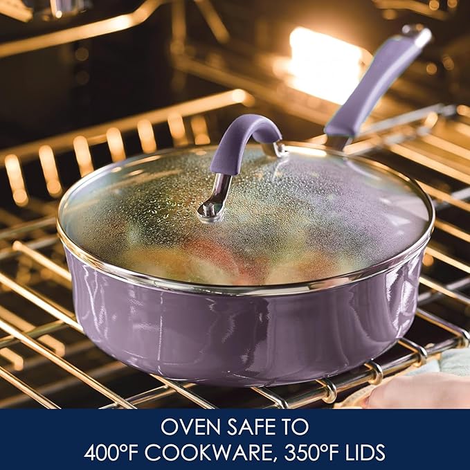 Rachael Ray Cucina Nonstick Cookware Pots and Pans Set, 12 Piece, Lavender Purple
