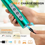YUSWKO Turquoise Handheld Milk Frother Wand for Coffee, Rechargeable Electric Whisk with 3 Heads 3 Speeds Drink Mixer Coffee Frother For Latte, Cappuccino, Hot Chocolate, Egg