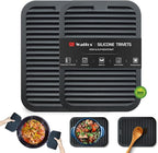 Walfos Trivets for Hot Dishes, Multi-Purpose Silicone Pot Holders, Hot Pads for Kitchen Hot Pots and Pans, Heat Resistant Silicone Mats for Kitchen Countertops, Non-Slip, 2 Pack, Black