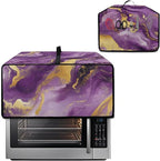 Marble Print Toaster Oven Cover, Dust-proof Heavy Duty Toaster Oven Cover for kitchen, Air Fryer with Accessory Pockets, Gold Violet, (Medium-16.1*19.71*10 inches)