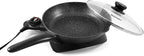 Elite Gourmet EG6207 Scratch Resistant 10.5-inch (2Qt) Fry Pan, Easy-Pour Spout Dishwasher Safe, Non-stick Electric Skillet with Glass Vented Lid, Adjustable Temperature, Black