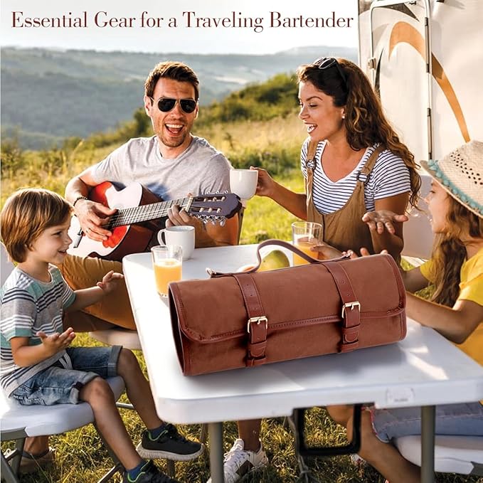 Bartender Kit Bag, 17-Piece Copper Bar Tool Set Cocktail Shaker Set with All Practical Bar Accessories, Portable Travel Cocktail Set with Shoulder Strap for Bartenders, Parties, Camping Trips