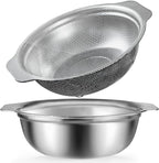 Stainless Steel Colander, 4.5QT Large Capacity with Mixing Bowl, Rice Washing Bowl with Strainer for Washing Vegetables, Fruit, Spaghetti, Pasta Strainer, Dishwasher Safe(2PC)