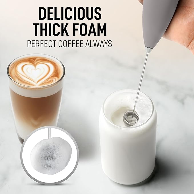 Zulay Kitchen Whisk Milk Frother with 4 Duracell Batteries - Powerful Handheld Foam Maker for Coffee, Lattes, Matcha, Hot Chocolate & Cappuccinos - Whip Creamy Froth in Seconds