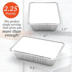 55 Pack - 2.25 LB To Go Aluminum Containers with Lids - Heat Proof Foil Tins for Meal Prep, Take Out, Freezer Meals