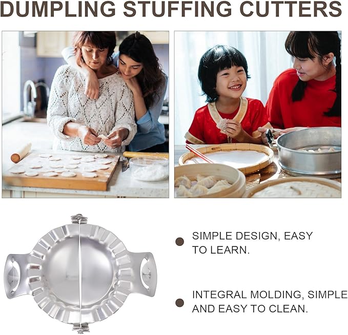 FUOYLOO Dumpling Maker Set Stainless Steel Dumpling Seal Tools with Stuffing Spoon and Cutter 5pcs Kitchen Gadget Set for Home Cooking