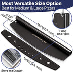 KitchenStar 16-Inch Pizza Cutter Rocker Blade - Sharp Stainless Steel Slicer Knife, Protective Cover, Black, Large - Professional Pizza Oven Accessories