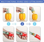 Pepper Corer, 2 in 1 Red Bell Pepper Seed Corer Remover Tool, Fruit & Vegetable Corers Quick Cave Tools for Jalapeno Cutter Deseeder, S-Blue, 2 PCS