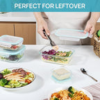 Vtopmart 8 Pack Glass Food Storage Containers with Airtight Lids, Glass Meal Prep Containers, Lunch Office Meal for Microwave, Oven, Freezer and Dishwasher, BPA Free