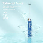 Maestri House Rechargeable Milk Frother with Stand, LunaFro Handheld Electric Foam Maker Waterproof Detachable Stainless Steel Whisk Drink Mixer Foamer for Lattes, Cappuccino